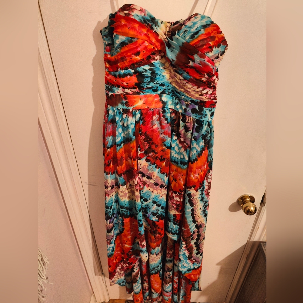 aidan by Aidan Mattox Colourful Hi-Low Dress